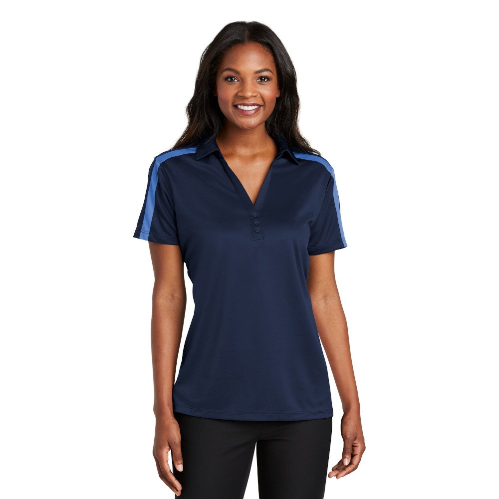 L547 Port Authority® Ladies Silk Touch™ Performance Colorblock Stripe Polo - Image 3