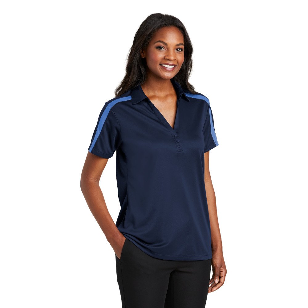 L547 Port Authority® Ladies Silk Touch™ Performance Colorblock Stripe Polo - Image 4