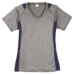 LST361 Sport-Tek® Ladies Heather Colorblock Contender™ V-Neck Tee