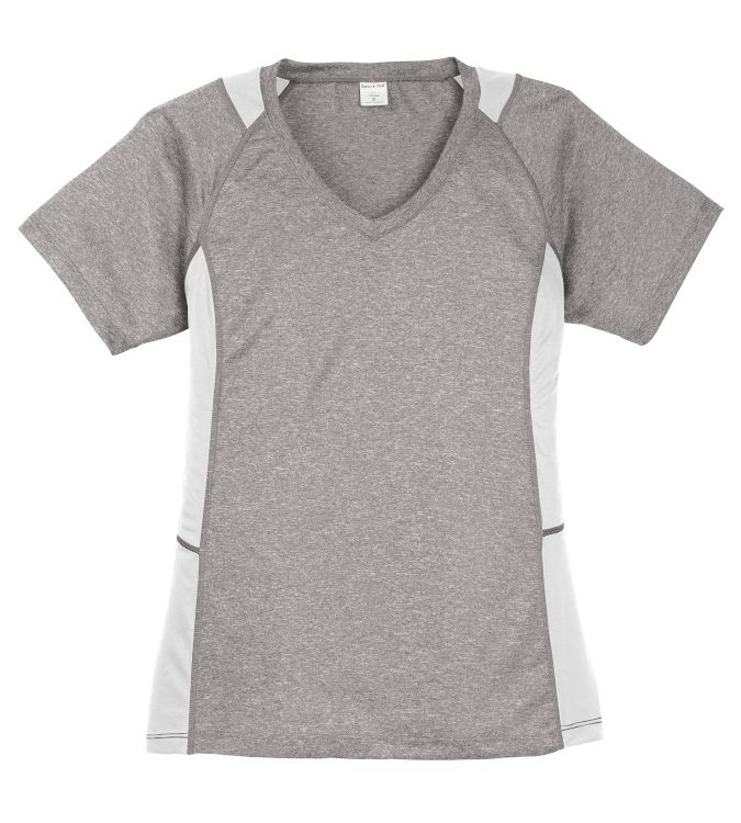 LST361 Sport-Tek® Ladies Heather Colorblock Contender™ V-Neck Tee - Image 3