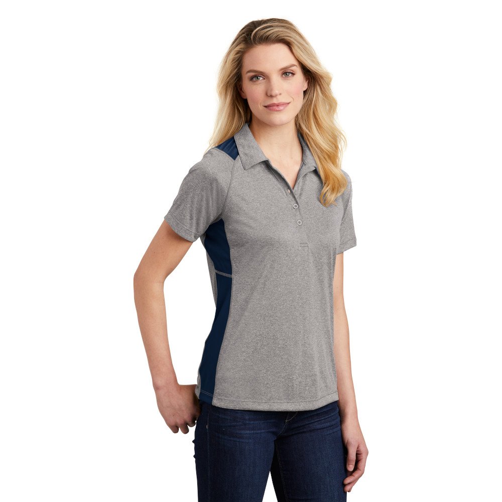 LST665 Sport-Tek® Ladies Heather Colorblock Contender™ Polo - Image 4