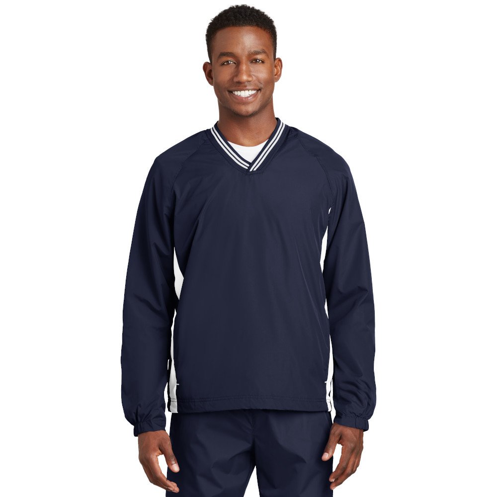 JST62 Sport-Tek® Tipped V-Neck Raglan Wind Shirt - Image 2